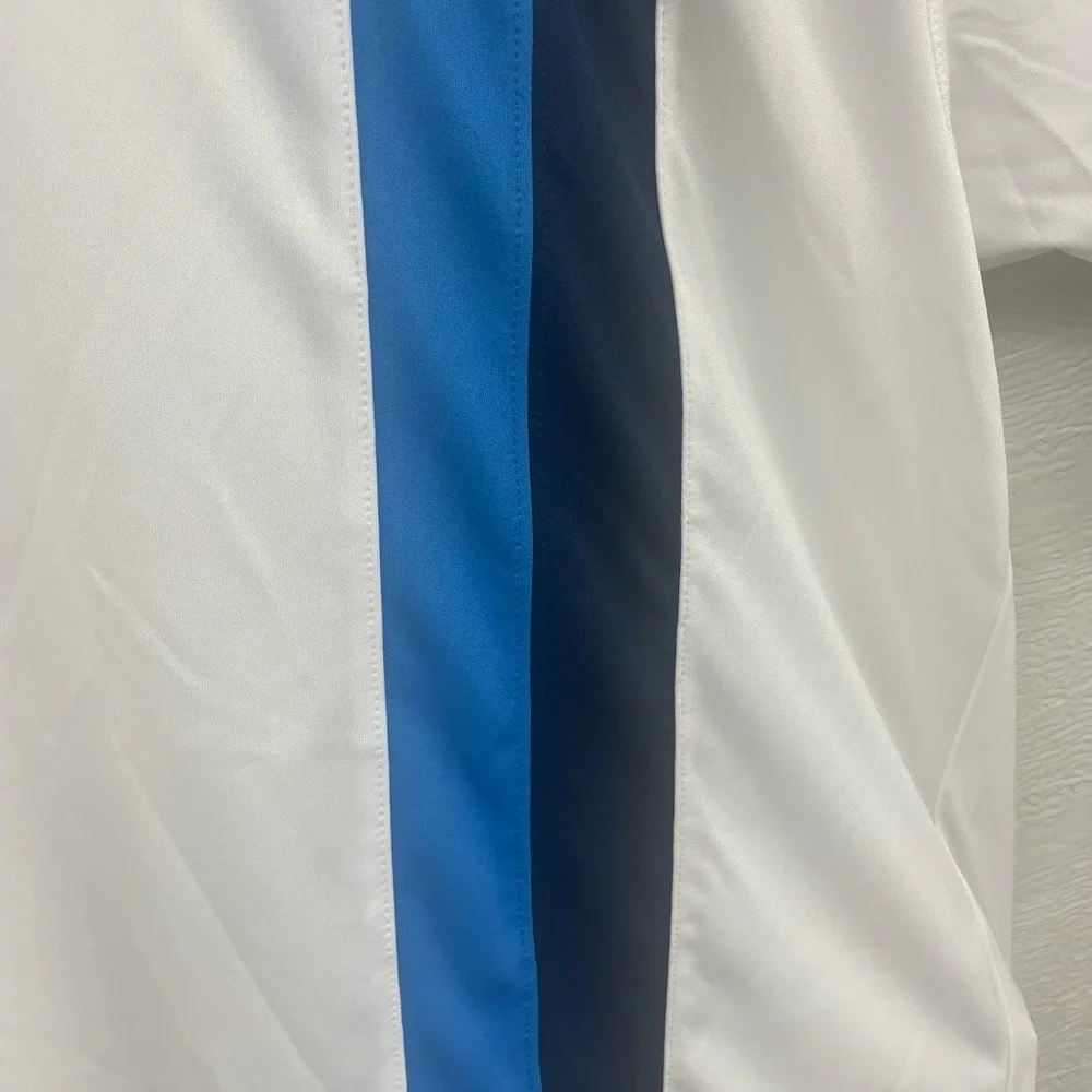 NWT Nike White Blue Moisture Wicking Stripe Sport Football TShirt Extra Large xl